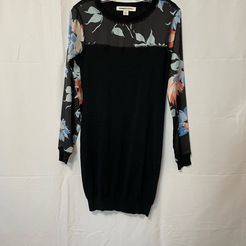 Clements Ribeiro Elegant Floral Sleeve Dress Black Womens Extra Small